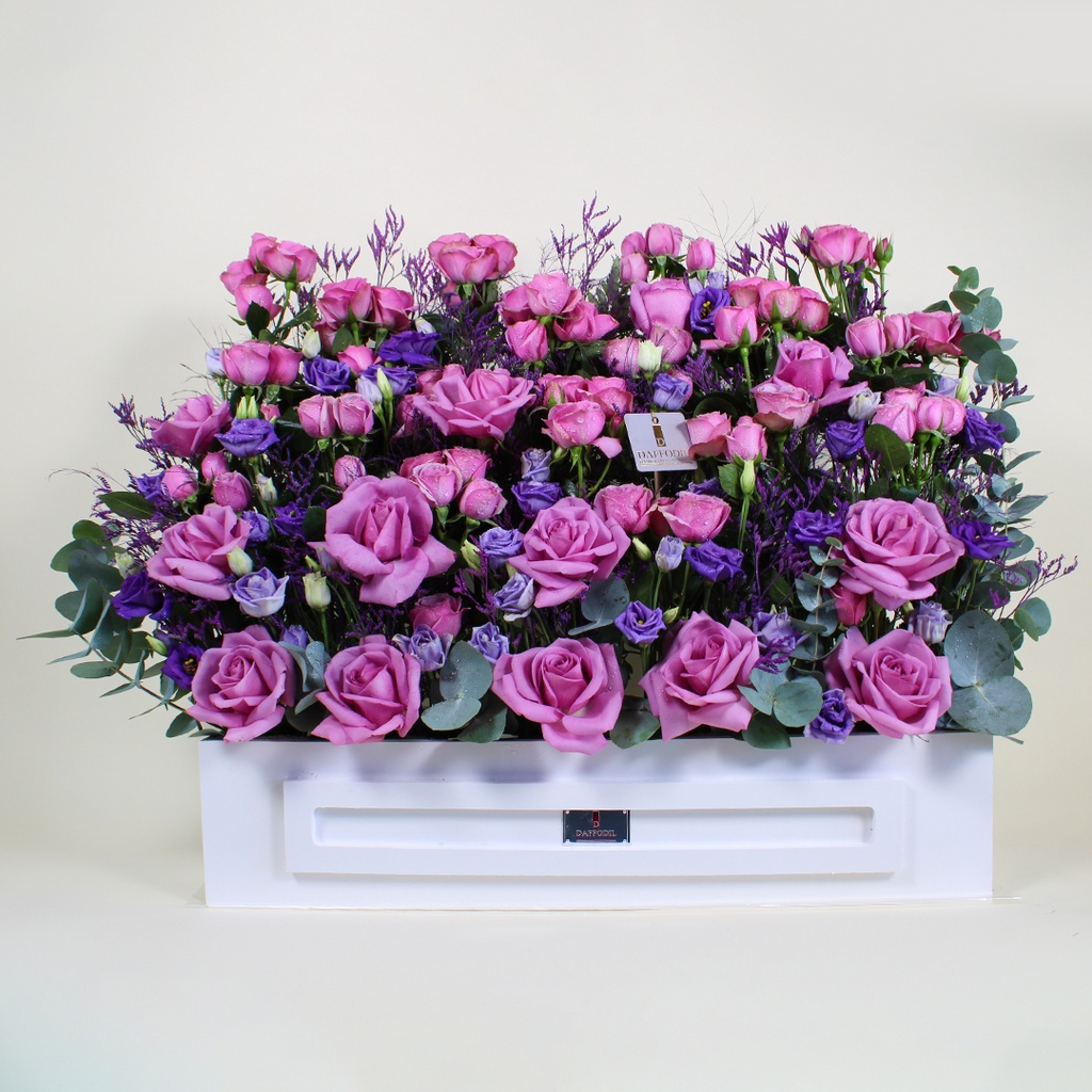 A bouquet of purple roses