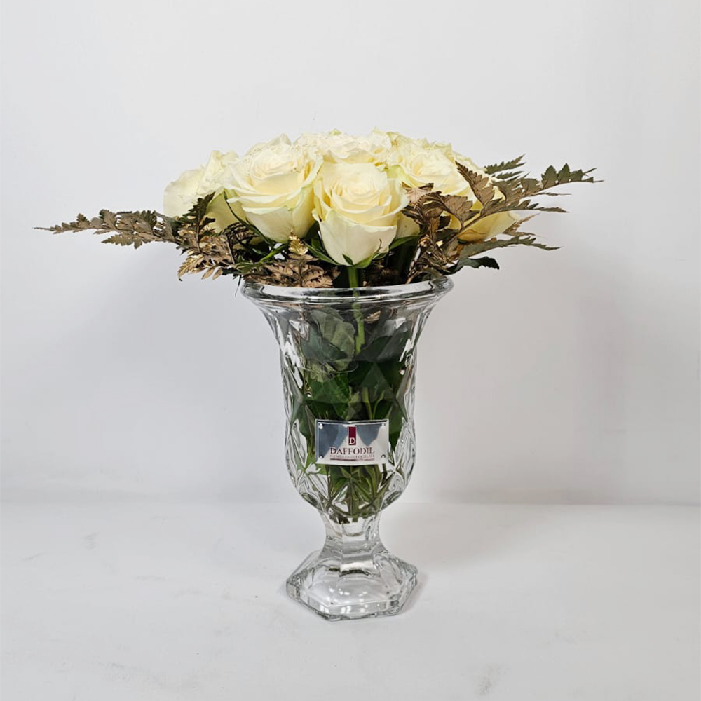 White rose vase