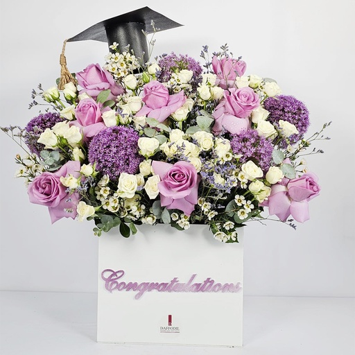 Purple congratulatory bouquet