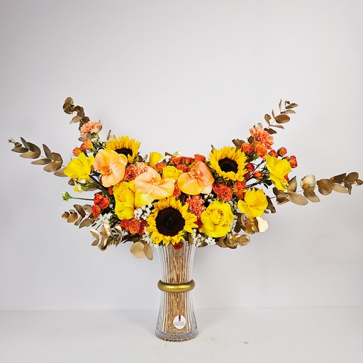 Yellow sunflower vase